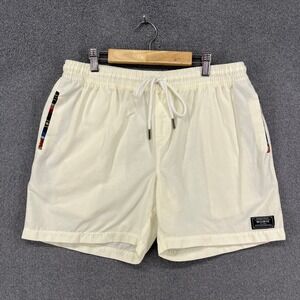 WOWIE Mens Cream Drawstring Waist Casual Shorts Size L